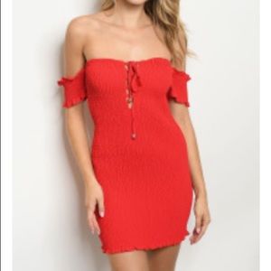 Red off the shoulder Dress